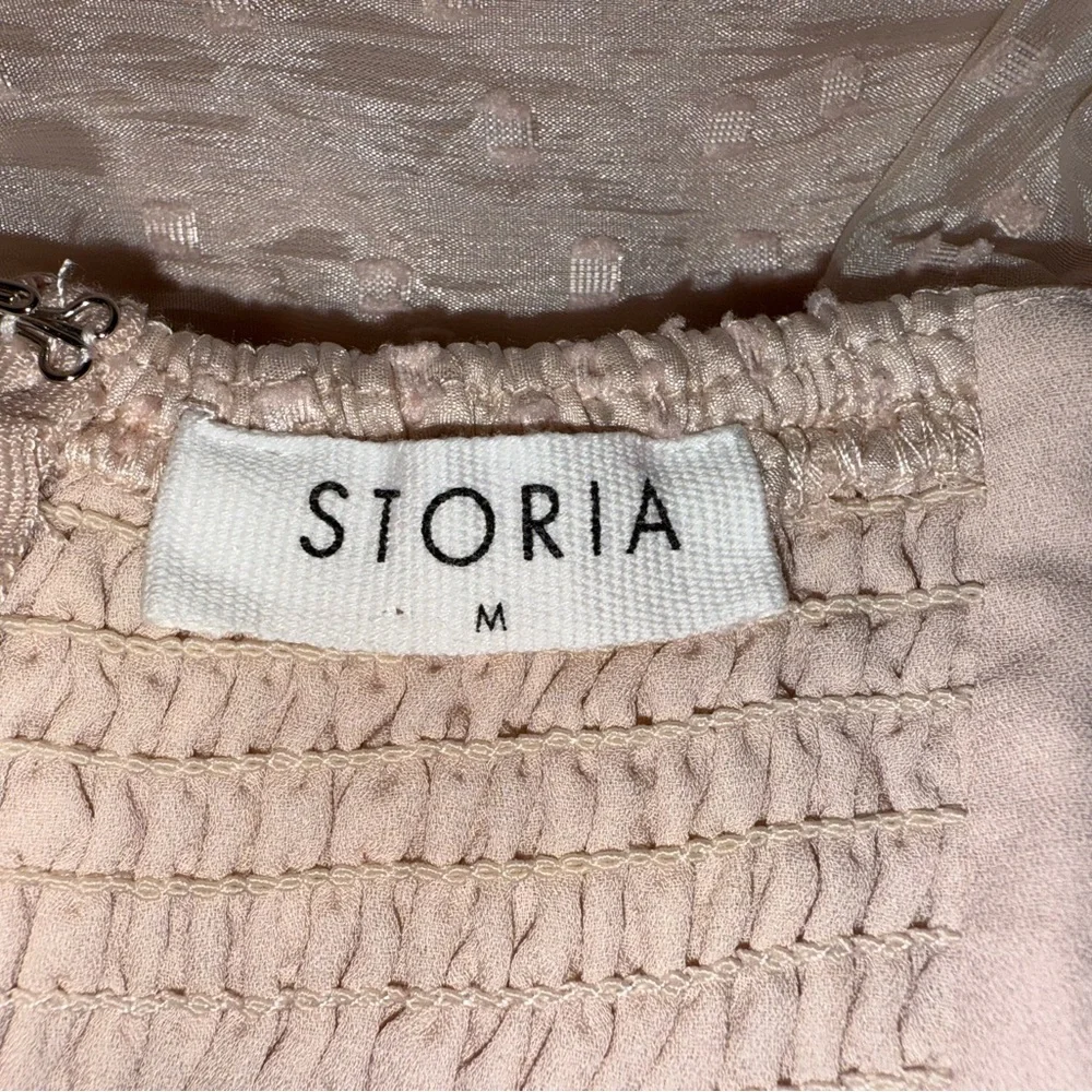 Storia Blush Pink Cottagecore Babydoll‎ Dress With Puff Sleeves- M - Picture 8 of 9